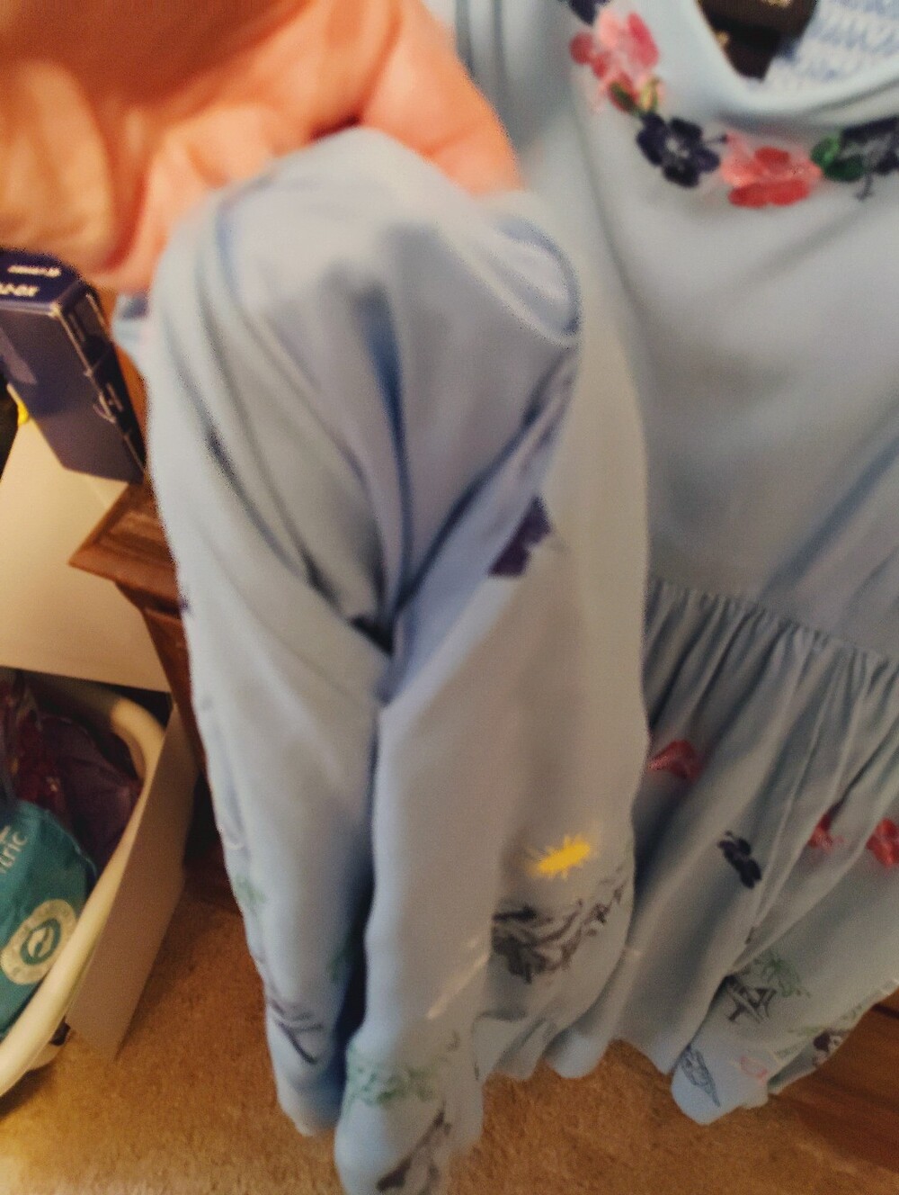 Box Lunch/Disney Light Blue Lilo & Stitch Embroidered Midi Dress - Sz 2 - Picture 3 of 8